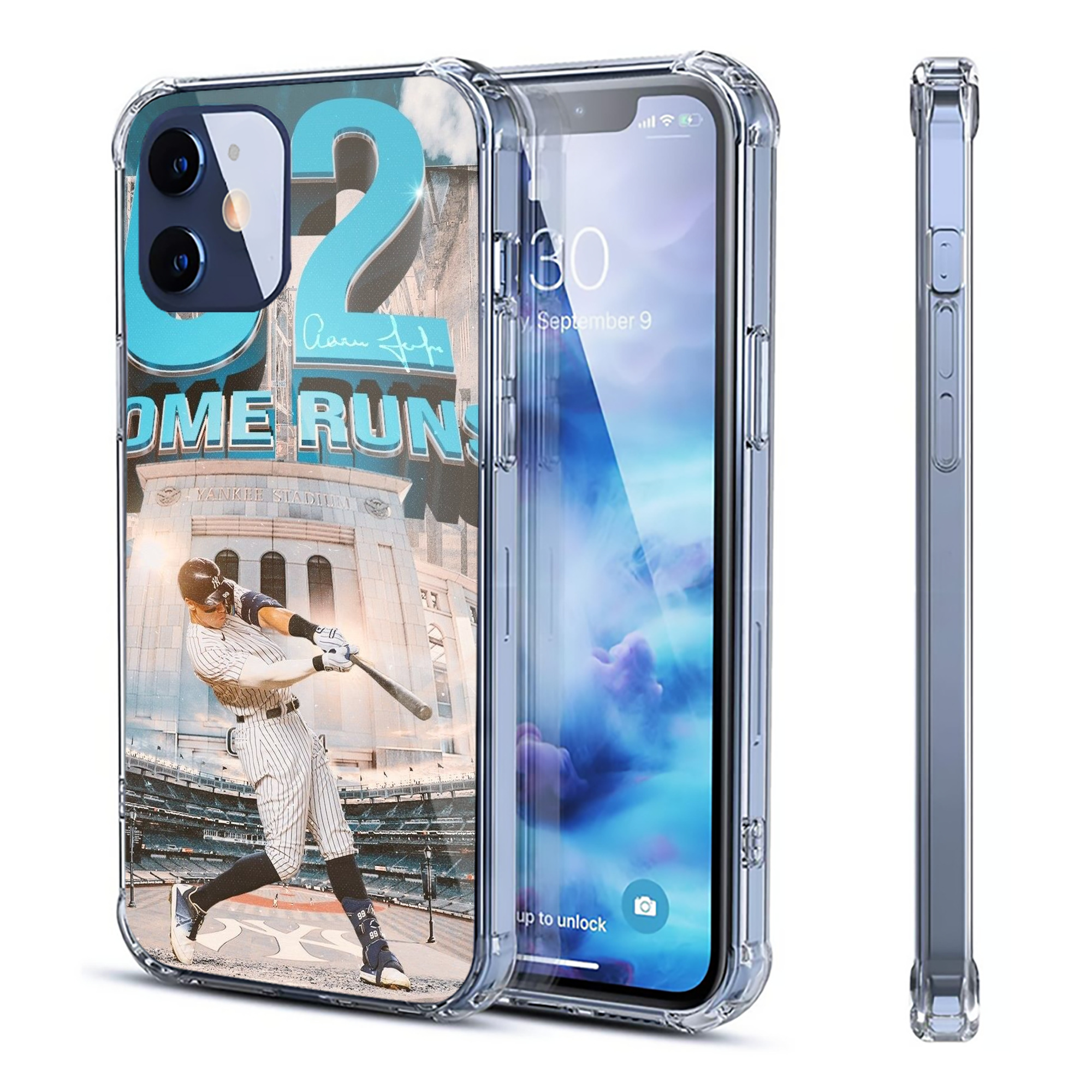 Aaron Judge 62 Home Runs Clear IPhone 12 Case – Soft TPU With UV Print – Enhanced Drop Protection, Precise Fit, Anti-Fingerprint, Customizable Design, Scratch-Resistant, Yellow-Resistant